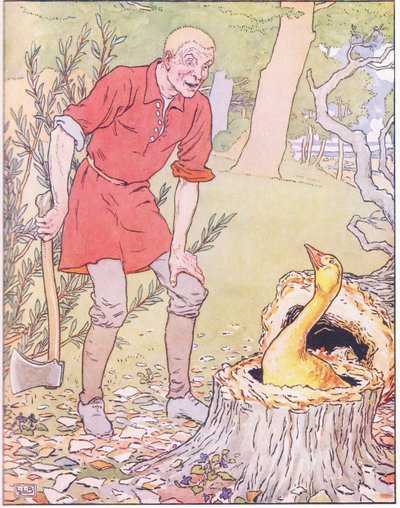There among its roots, sat a goose, with feathers of pure gold by Leonard Leslie Brooke